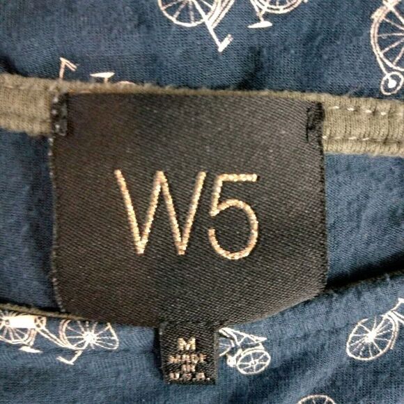 W5 by ANTHROPOLOGIE Blue Short Sleeve T-Shirt Bicycle Print Women's Size Medium - Picture 5 of 5